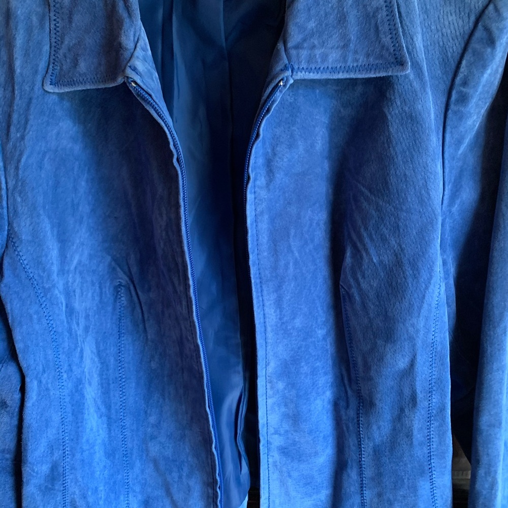 Coldwater Creek Blue Leather Jacket - Picture 2 of 5